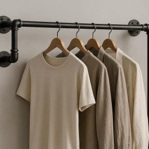 Industrial Pipe Style Wall Mounted Clothes Rail For Modern Boutique And Home Loft Wardrobe Decor