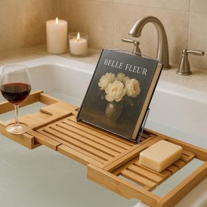 19 Retractable Bathtub Caddy Tray With Wine Holder And Book Stand For Luxury Spa Experience
