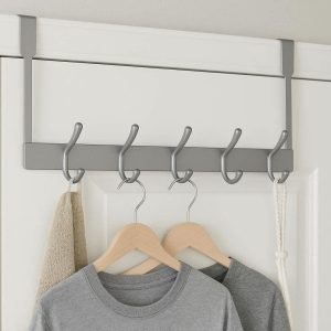 6 Multi Purpose Door Hanging Clothes Hook Rack With Five Prongs For Bedroom And Bathroom Storage