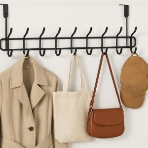 15 Heavy Duty Over The Door Hanger Hook Rack With Twelve Hooks For Coats Hats And Daily Bags